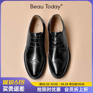布洛克皮鞋 亮面商务正装 男款 BeauToday商务休闲皮鞋 高级感英伦风