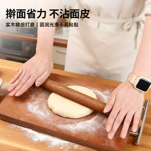 乌檀木擀面杖家用实木加粗压面棍擀面条棒加长不粘饺子皮烘焙工具