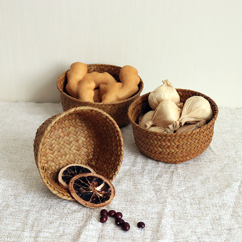 迷你圆形收纳篮杂物盒子