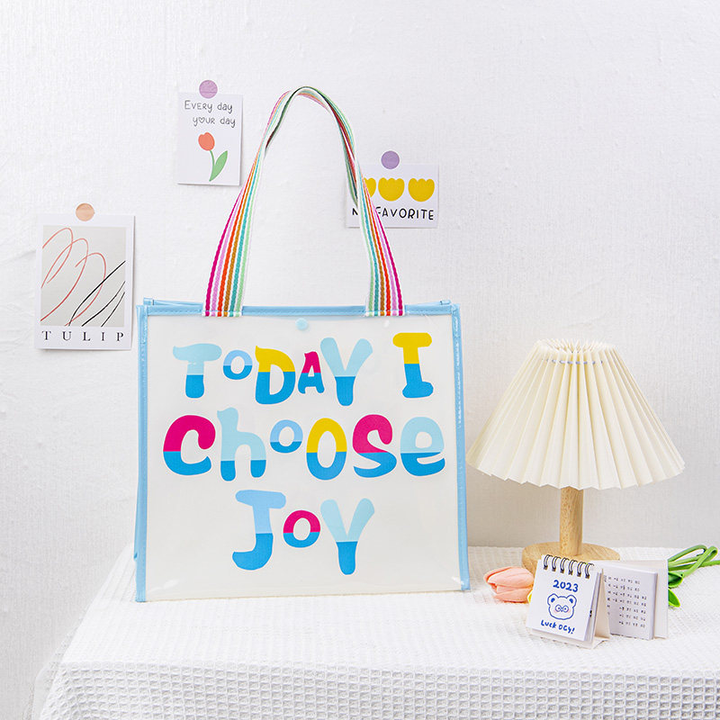 夏季款高档防水pvc透明手提沙滩游泳袋大容量耐磨果冻包礼品袋子