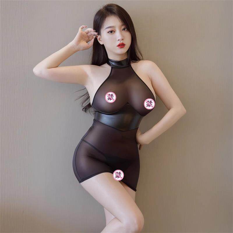 小怪兽丝滑性感紧身连衣裙丝袜情趣透明ol小短裙镂空超短裙内衣