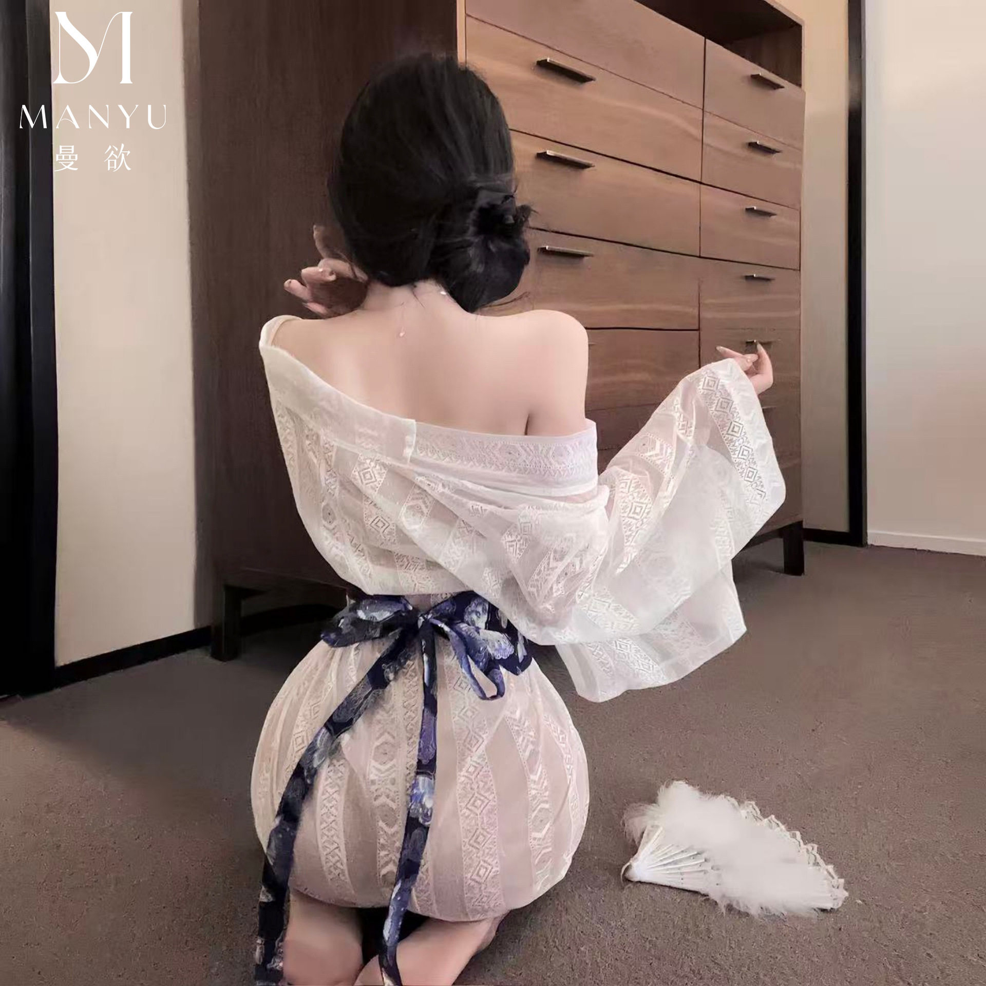 性感日系和风蕾丝和服睡裙COS
