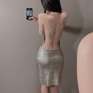 顯瘦打底包臀裙短裙夜場技師工作服 夜店性感吊帶連衣裙女氣質修身