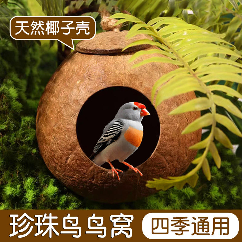 珍珠鸟鸟窝椰子壳四季通用文鸟繁殖窝新型吊挂鸟巢夏季专用品大全