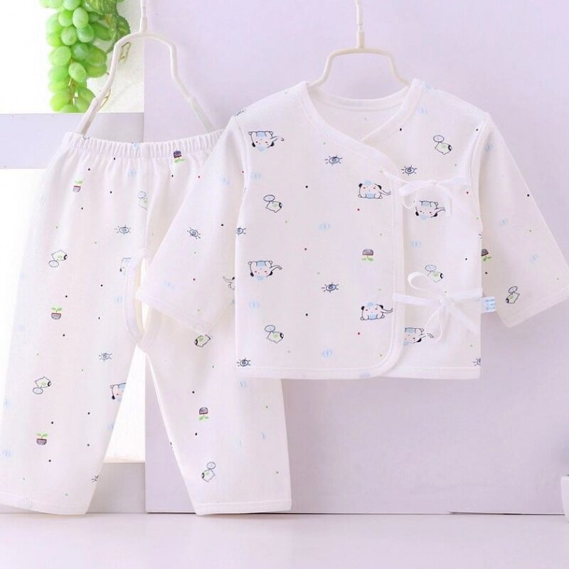 纯棉衣服0-3-6月婴儿刚出生宝宝内衣两件套装秋衣裤春夏秋