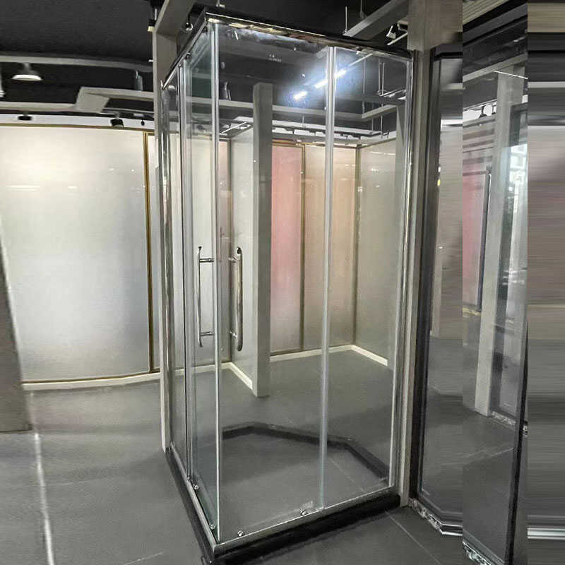 不锈钢框淋浴房浴屏L型双趟门