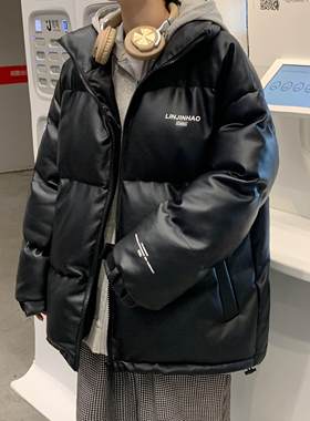 冬季皮羽绒服男宽松加厚面包服情侣外套韩版ins潮牌帅立领棉袄