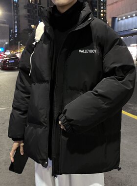 2023年冬季新款港风羽绒服男保暖尺码宽松面包服帅气情侣加厚棉服