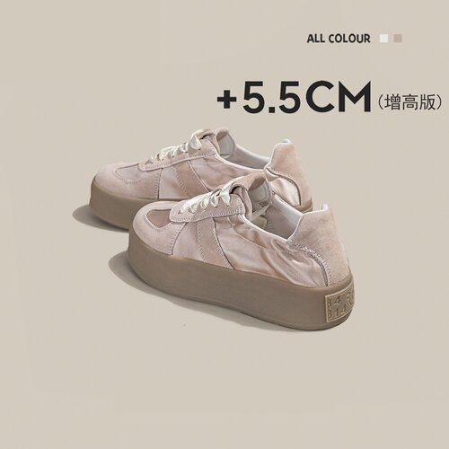 5.5cm厚底增高绸缎德训女鞋