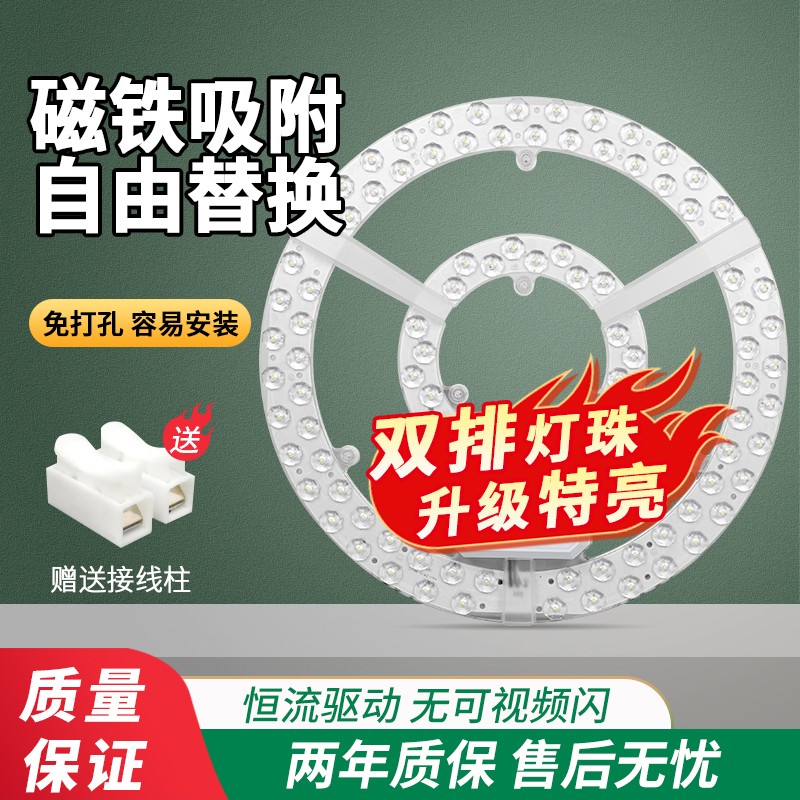 超亮led吸顶灯芯圆形模组替换改造灯板家用灯泡光源磁吸环形灯盘-封面