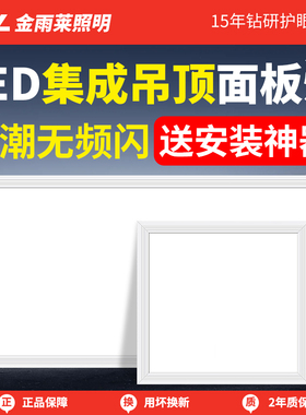 集成吊顶led灯全光谱面板灯厕所卫生间平板灯300x600铝扣板厨房灯