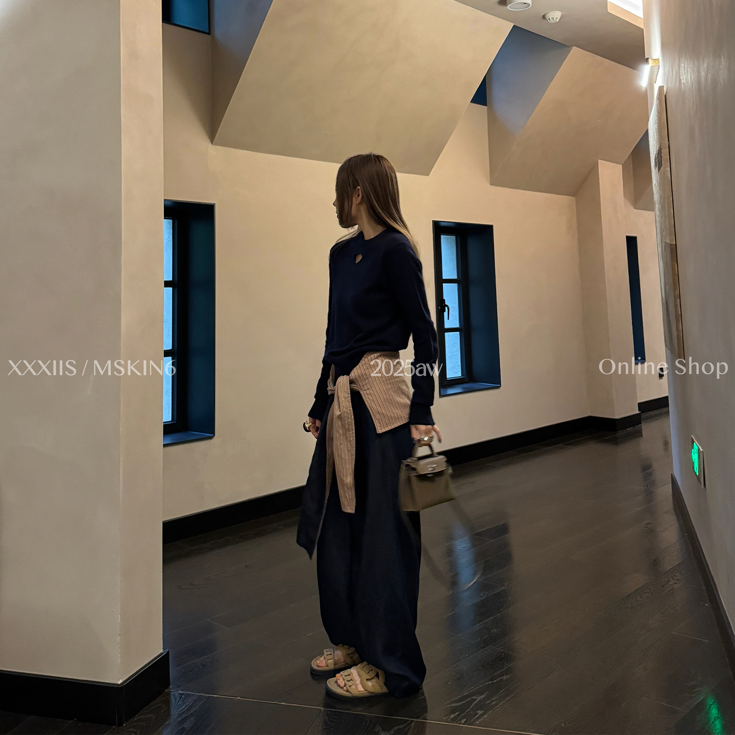 秋假两件牛仔阔腿裤可拆系带复古