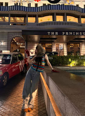 MSKIN6早春系带牛仔裤女宽松直筒显瘦2025新款设计感高腰百搭长裤