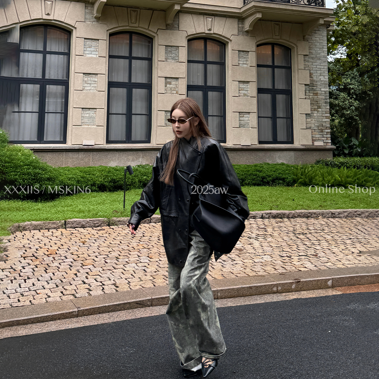 高腰迷彩牛仔裤女宽松复古工装风