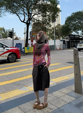 MSKIN6早春新款羊毛七分裤女高腰阔腿显瘦百搭咖色通勤五分裤