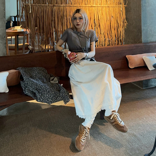 MSKIN6辣妹短款T恤女夏季收腰褶皱显瘦修身百搭ins风