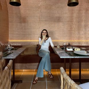 MSKIN6春夏新款撞色拼接海军领羊毛衫女修身显瘦百搭早春氛围感