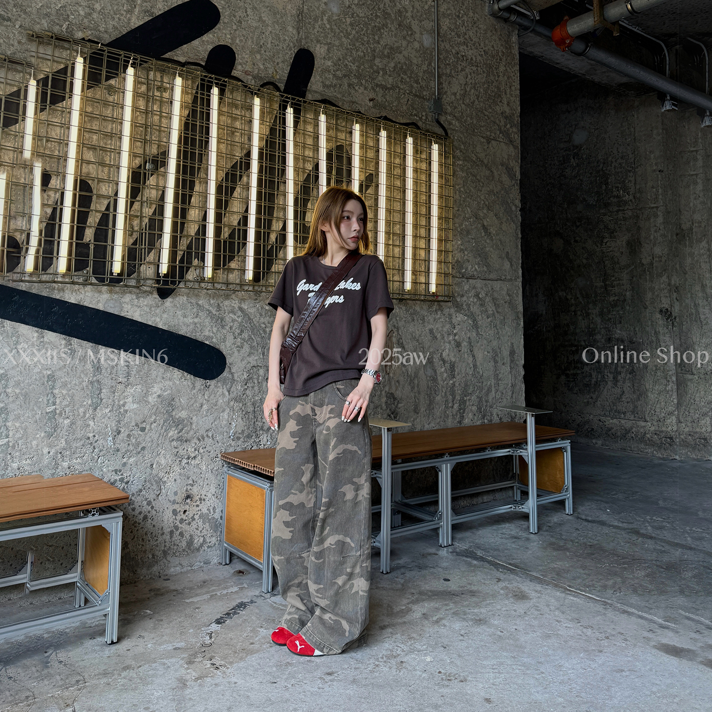 迷彩工装裤女早秋辣妹美式直筒