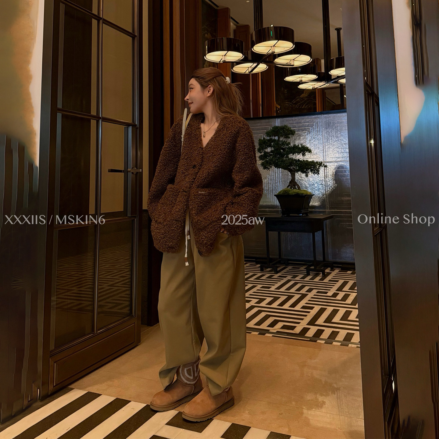 韩系毛毛外套女秋冬慵懒V领毛绒