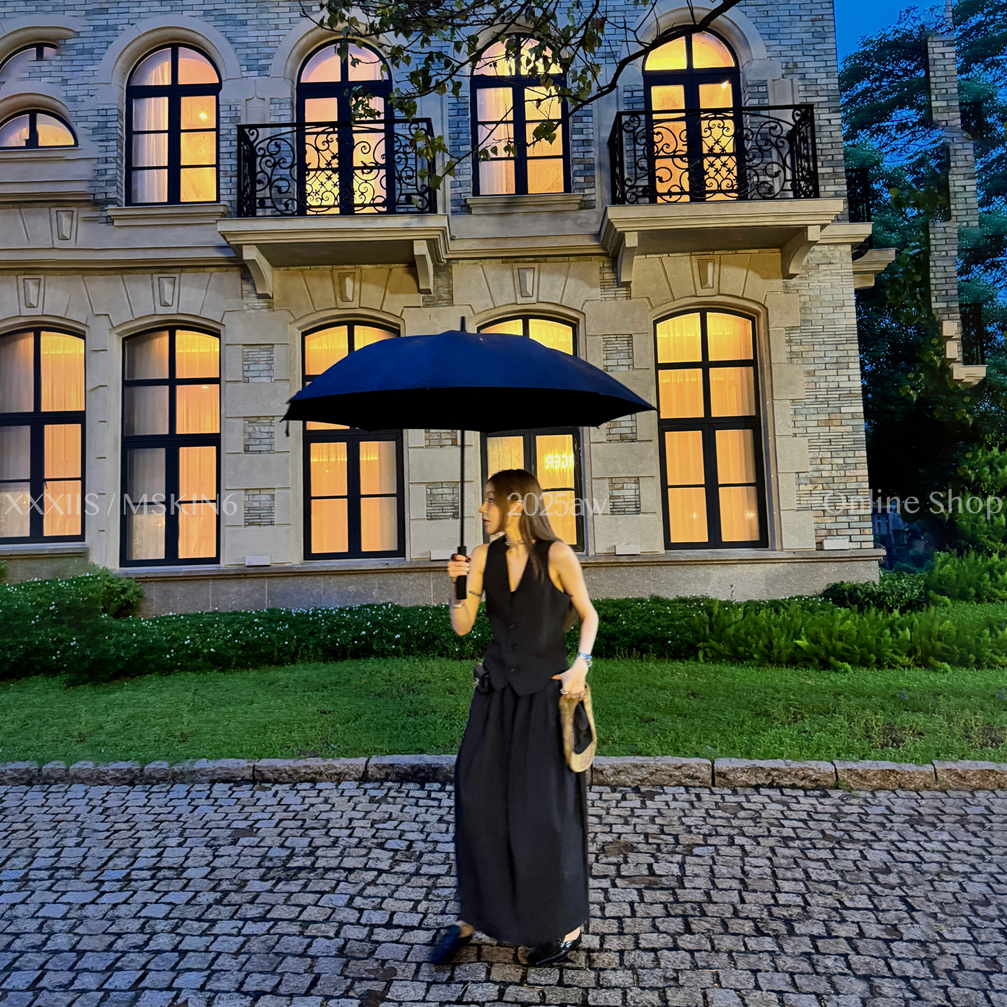 MSKIN6高腰压褶裙梨形遮胯棉通勤