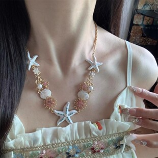 度假风海边海星贝壳项链女款海岛三亚穿搭锁骨链2026新款颈链配饰