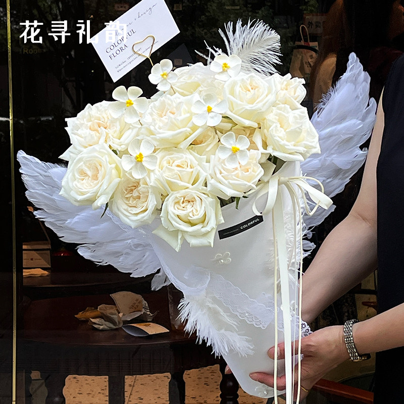 天使翅膀花材花艺资材天使仙气高级感花束装饰diy资材万圣节图片