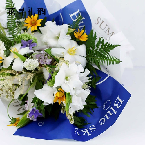 花寻礼韵 Простота сеть красная бумага английская печать Kleyine Blue Rose Clower Package Packet Букет цветок Art Baohua