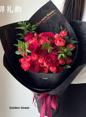 新款蝶绕银花烫金纸150g加厚硬挺高级花束包花纸鲜花包装花艺材料