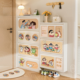 奶油风超薄鞋 柜极窄家用门口入户门收纳柜一体靠墙门外走廊免安装