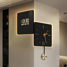 现代简约拐角挂钟高级感双面转角时钟客厅轻奢大气万年历电子钟表