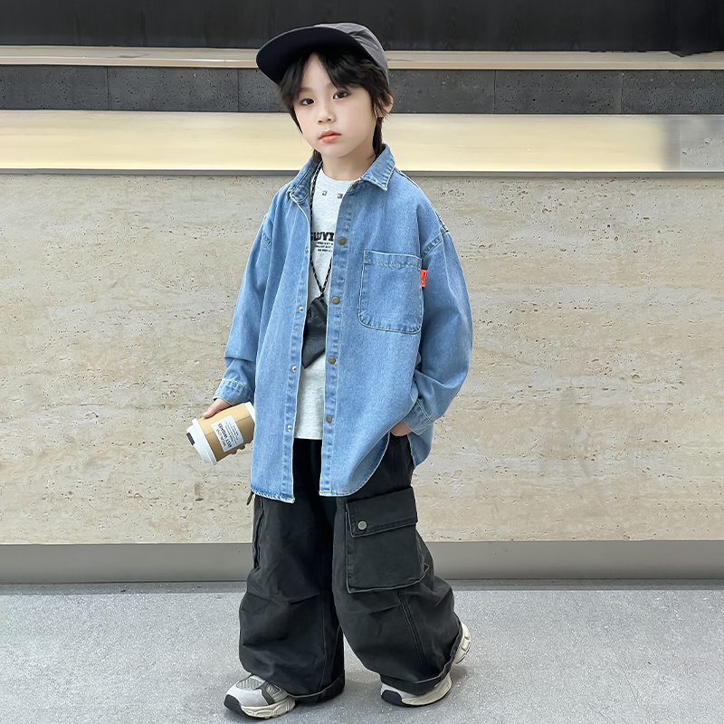 男童秋装衬衫2025春秋款中大童