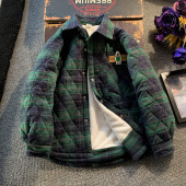 格子上衣薄棉衣服儿童 衬衣格子2025新款 加绒加厚男童夹棉衬衫 冬季