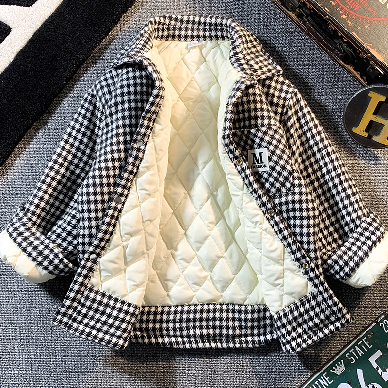 男童衬衫夹棉加厚秋冬款加棉