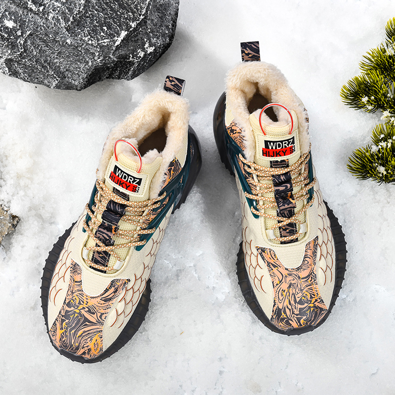 冬季男鞋加绒加厚保暖高帮运动46大棉鞋学生爆米花软底东北雪地靴