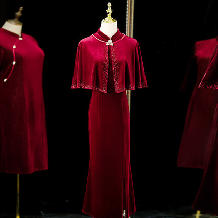 旗袍2026新款喜妈妈婚宴服丈母娘服复古中式气质妈妈装旗袍裙