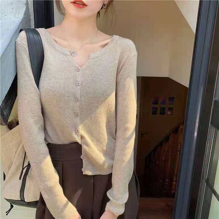 针织衫女开衫春秋2025新款秋装长袖外搭薄款上衣春装v领毛衣外套