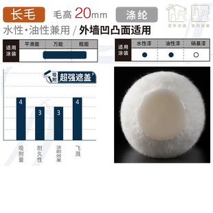 汉得克乳胶漆7039滚筒刷外装 用滚筒毛高20mm涤纶9寸刷头