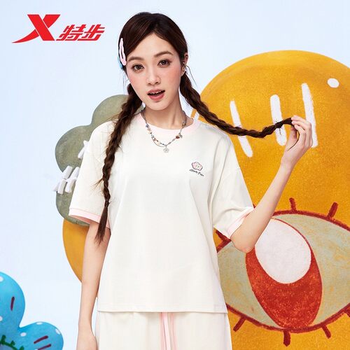 特步ATOMO FAFA丨短袖T恤女士2025年秋季新款针织衫975328010179
