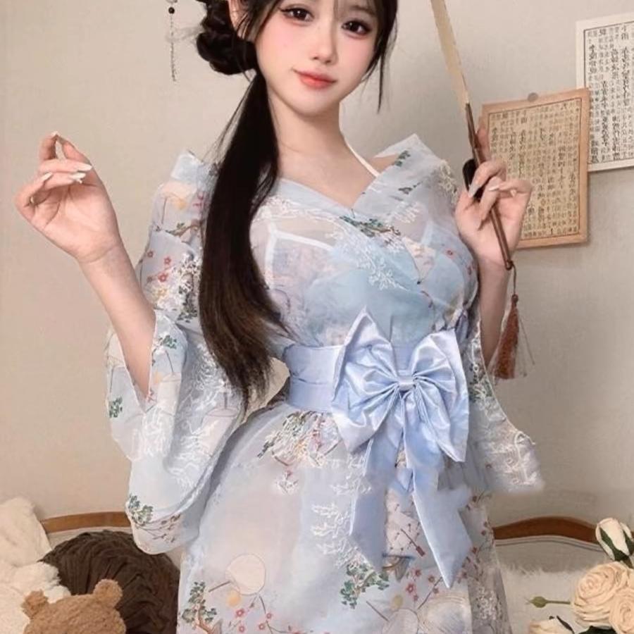 情趣睡衣日式禁欲高级感晴趣和服套装睡衣雪纺大尺度qqny外出裙