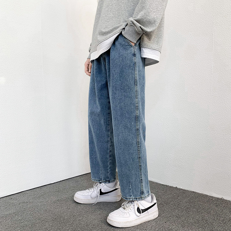 2024春夏高街vibe牛仔裤男宽松蓝色直筒裤阔腿裤男K69-P45,男装牛仔裤,星座815-2