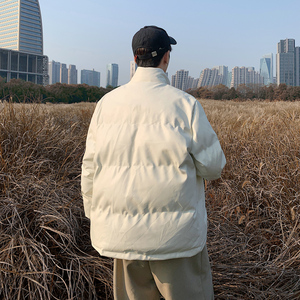 男装棉衣男PU皮棉服2023年新款宽松面包服立领冬装棉袄M2101-P105图片