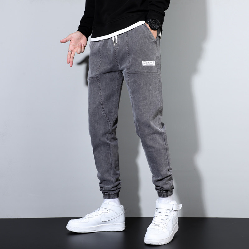 春夏季休闲牛仔裤男系绳宽松哈伦束脚个性工装潮K2135-P35,男装牛仔裤,星座815-2