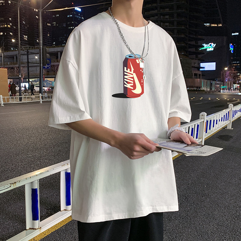 22夏季港风男士百搭休闲复古印花潮大码宽松圆领短袖T恤T6609-P15,男装T恤,星座815-2