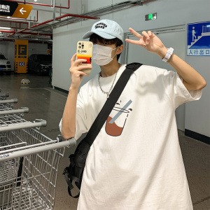 2024夏季新款短袖T恤男大码港风体恤潮牌潮流纯棉打底衫T6602-P15图片