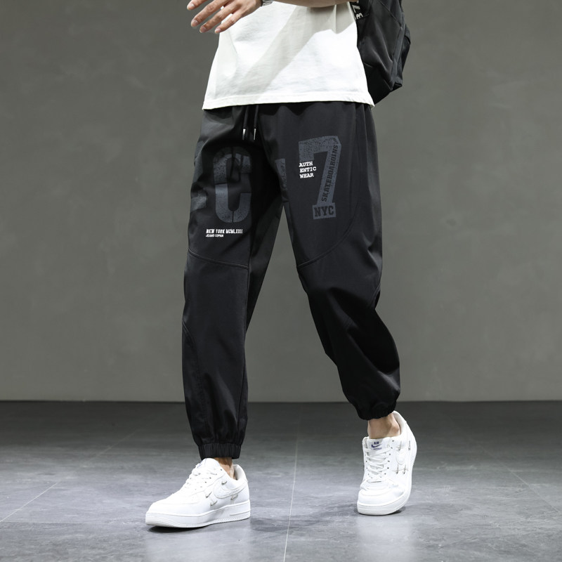 冰丝裤男夏季宽松束脚超薄垂感丝滑休闲长裤速干运动裤K2211-P35，男装休闲裤，星座815-2