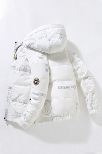 2024新款印花涂鸦情侣冬季加厚短款带帽修身羽绒服时尚Y2219-P115图片
