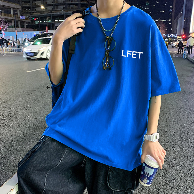 22夏季港风男士百搭休闲复古印花潮大码宽松圆领短袖T恤T6617-P15,男装T恤,星座815-2