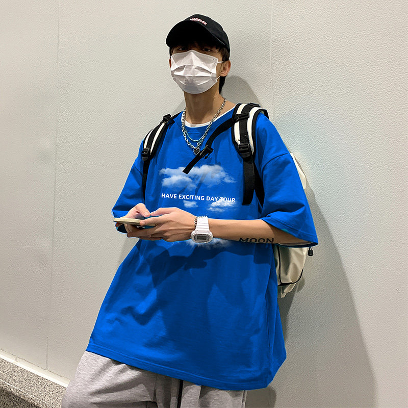 2024夏季新款短袖T恤男大码港风体恤潮牌潮流纯棉打底衫T6601-P15,男装T恤,星座815-2