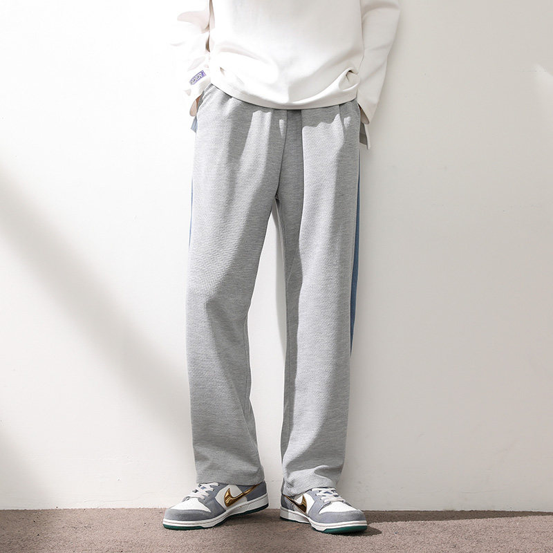 白墙爆景2023秋季华夫格休闲宽松百搭直筒长裤男港风K183-P35控49,男装休闲裤,星座815-2
