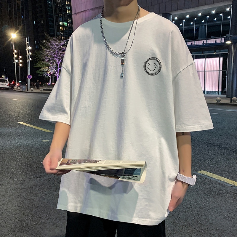 22夏季港风男士百搭休闲复古印花潮大码宽松圆领短袖T恤T6613-P15,男装T恤,星座815-2